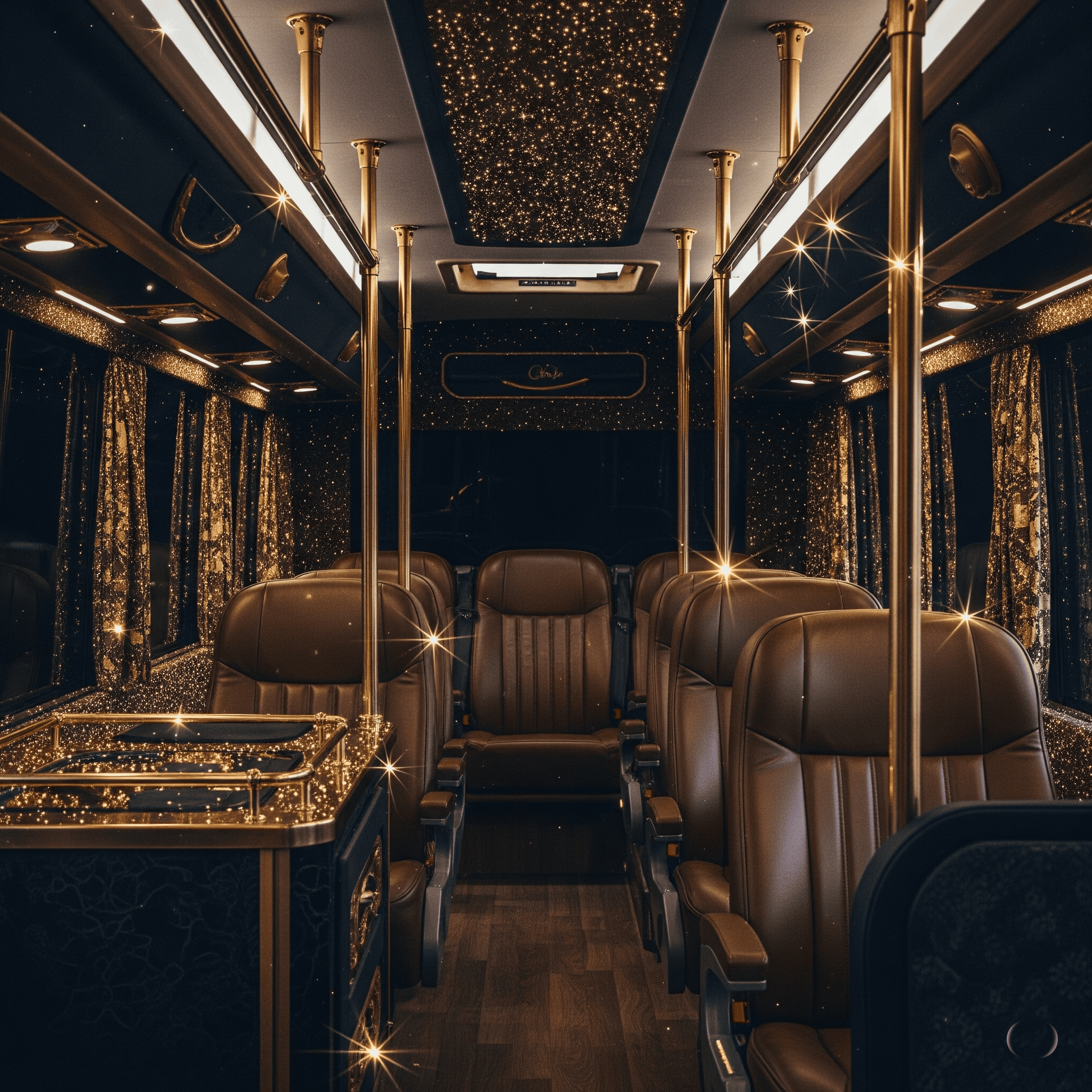 Luxurious executive bus interior